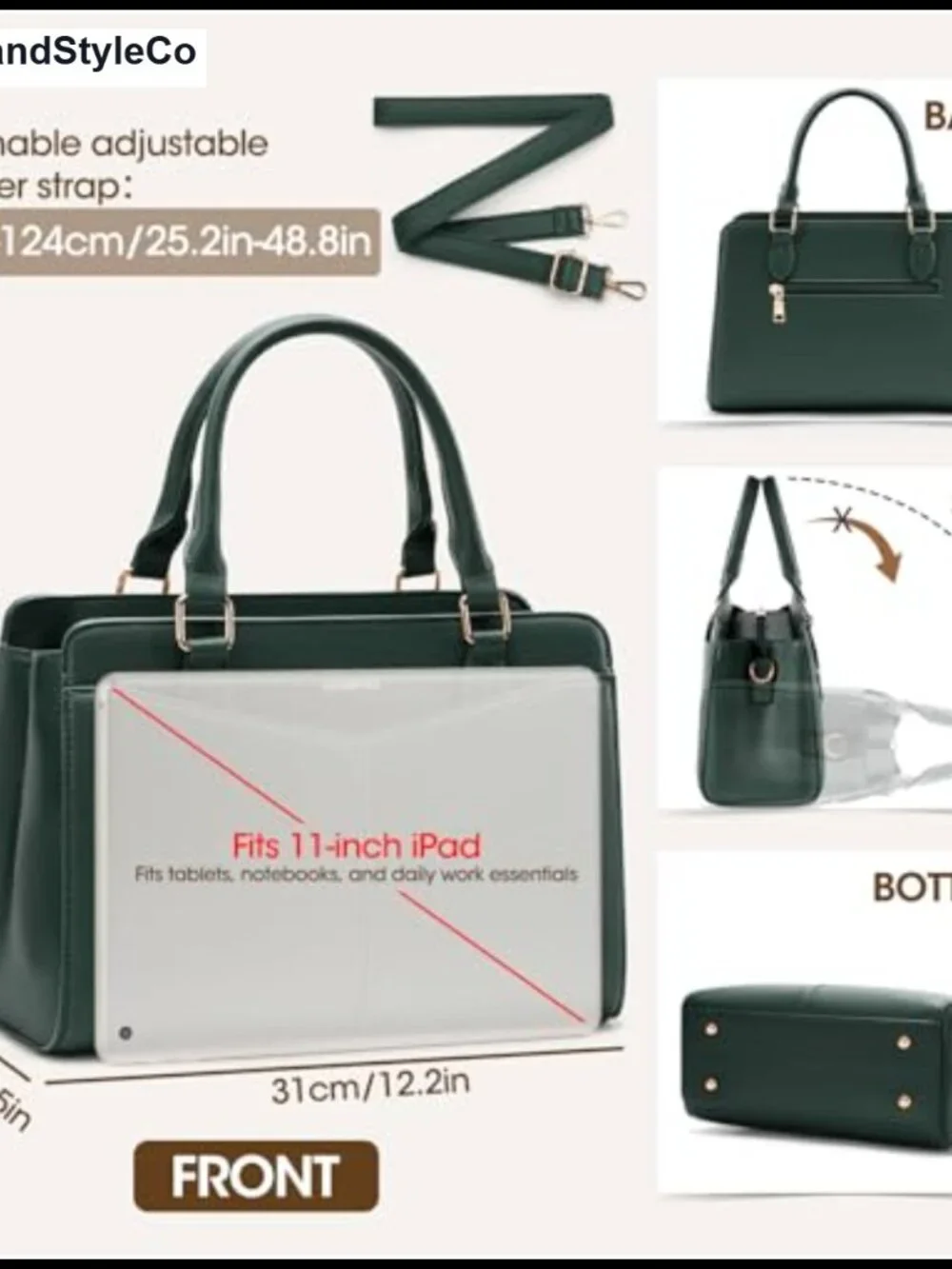 PU Leather Structured Satchel Purse Work Handbag with Bowknot & Strap